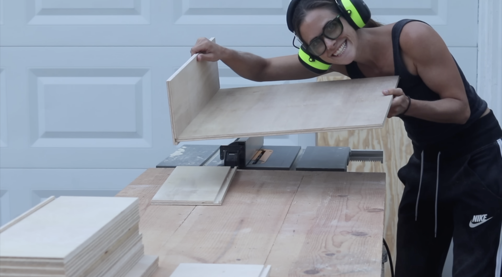 showing the wood grooves for the creation of the drawers 